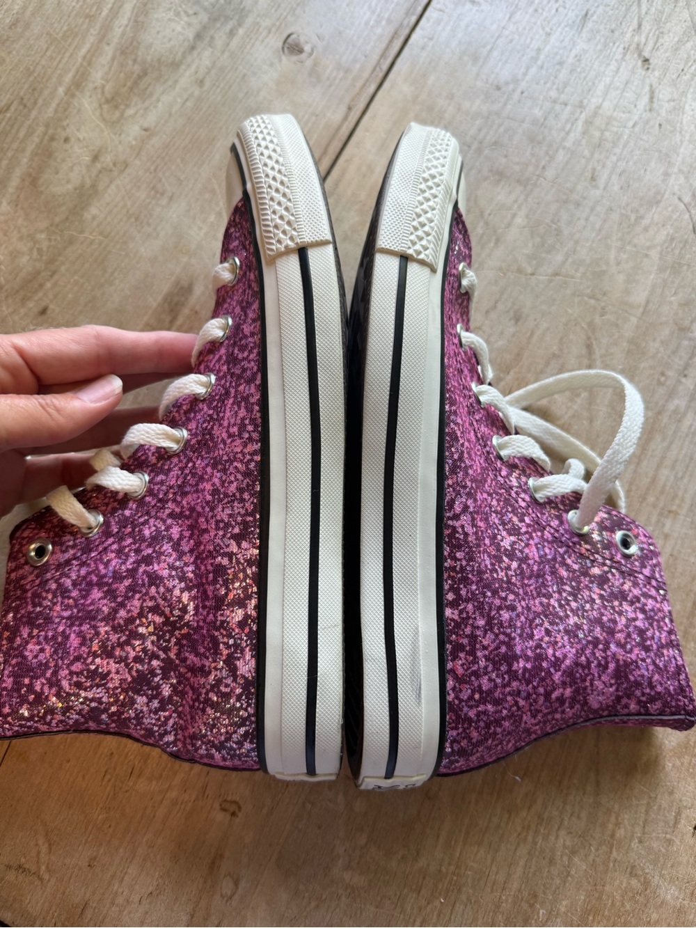 Converse' Pink Glitter Chuck Taylor All Star High-Top Sneakers - Picture 4 of 7